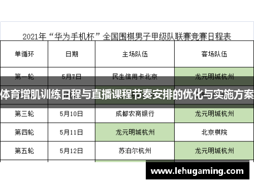 体育增肌训练日程与直播课程节奏安排的优化与实施方案