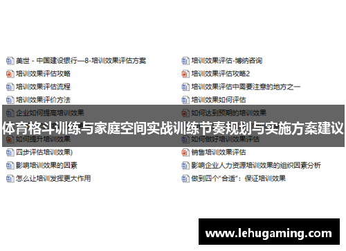 体育格斗训练与家庭空间实战训练节奏规划与实施方案建议